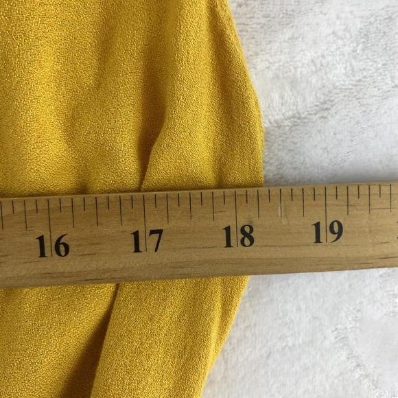 Free People Midi Wrap Dress Women Sz M Yellow Linen Cotton Blend Coastal - Picture 7 of 9